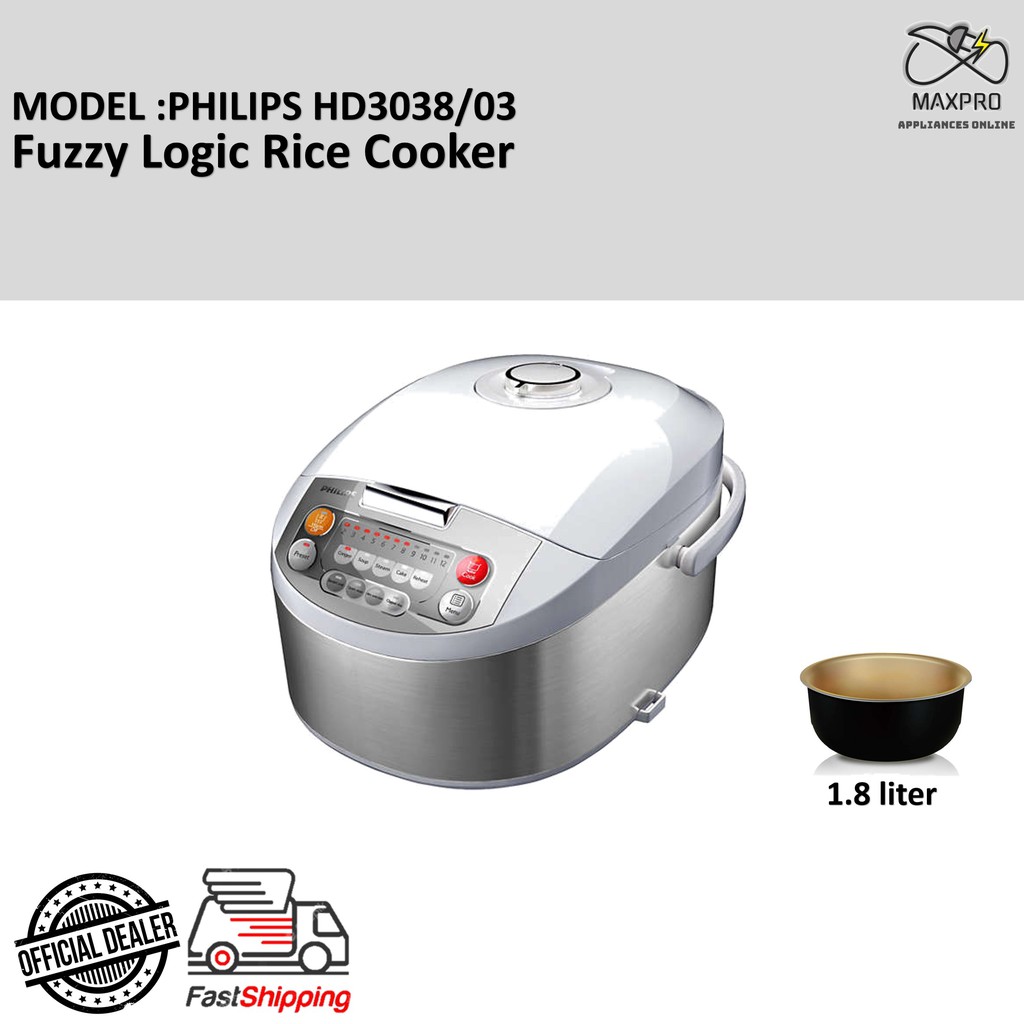 Philips HD3038 / HD4515 Viva Collection Fuzzy Logic Rice Cooker (1.8L