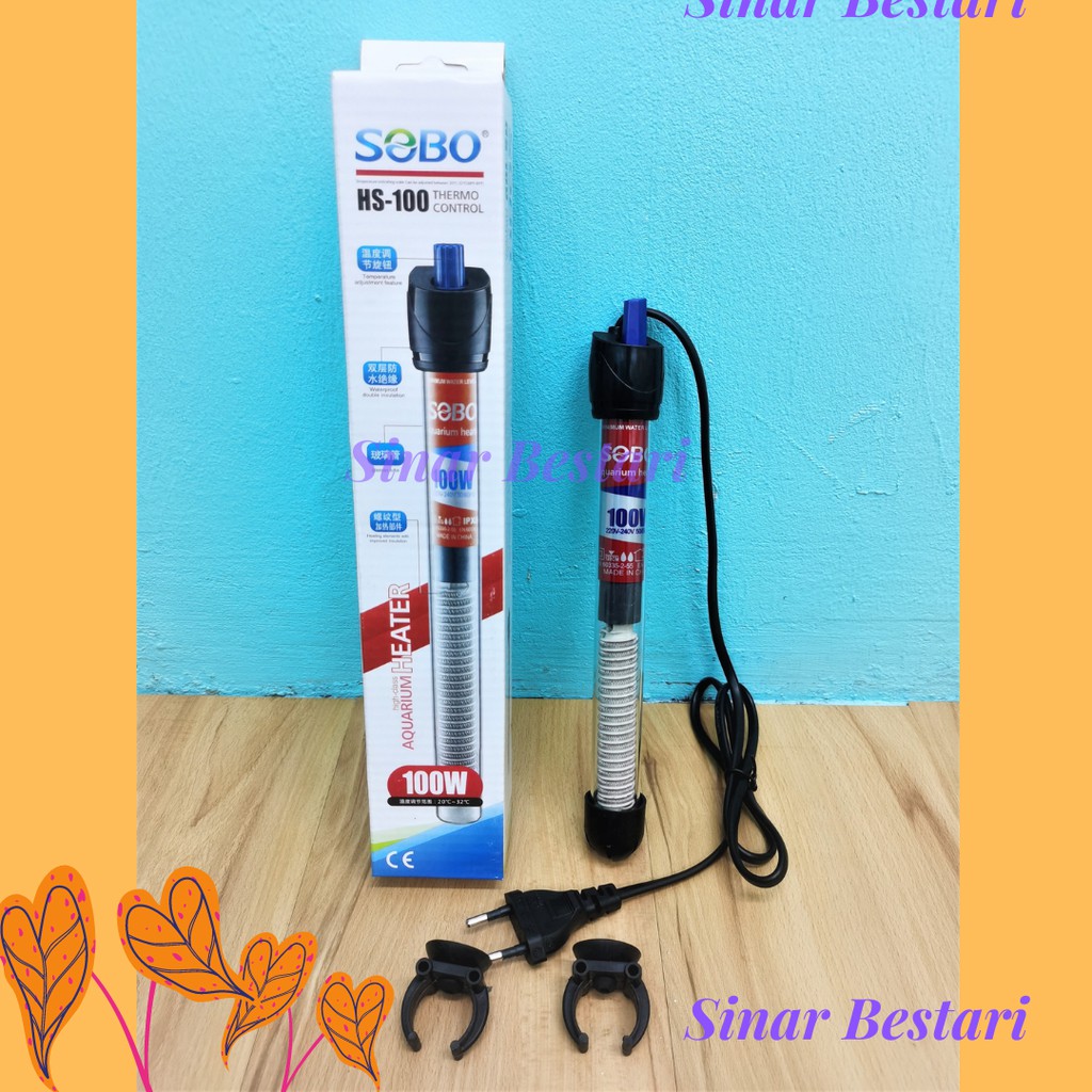 Sobo Aquarium Heater Glass HS100 HS200 HS300 Akuarium Pemanas Water