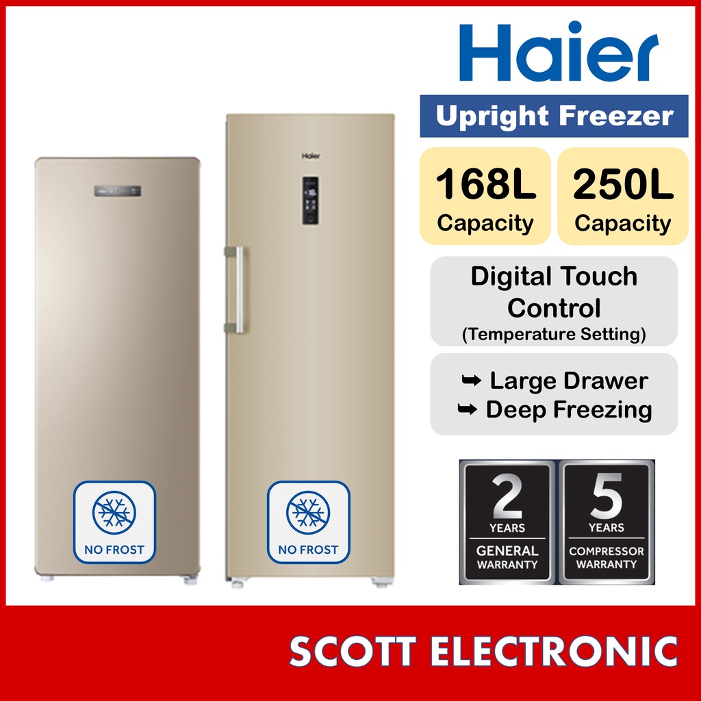 [Delivery by Seller] Haier Upright Freezer Beku (250L) BD248WL Peti Pembeku Freezer Berdiri
