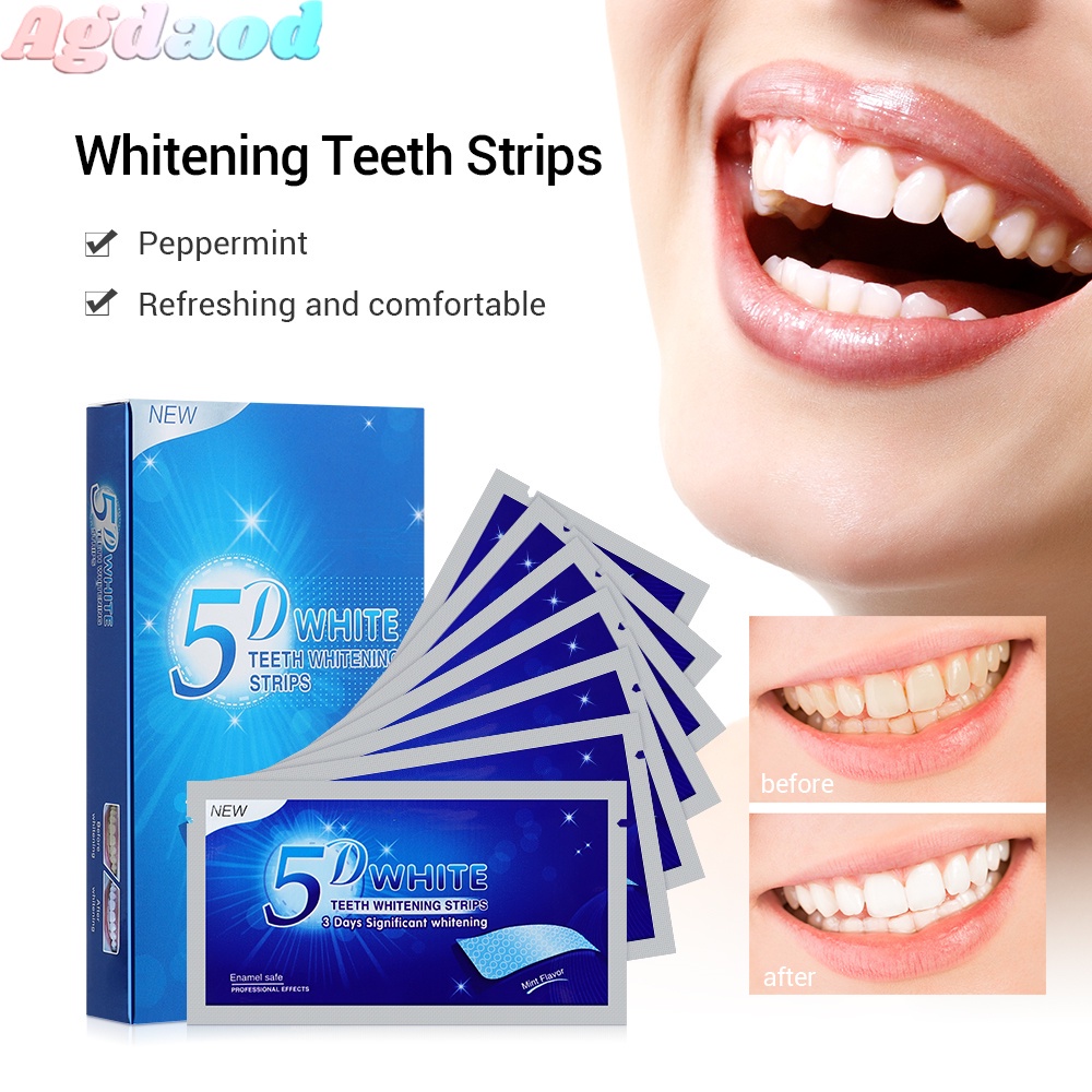 Agdoad 5D White strips, teeth whitening strips Tooth Rapid Bleaching Dental White Beauty Tool