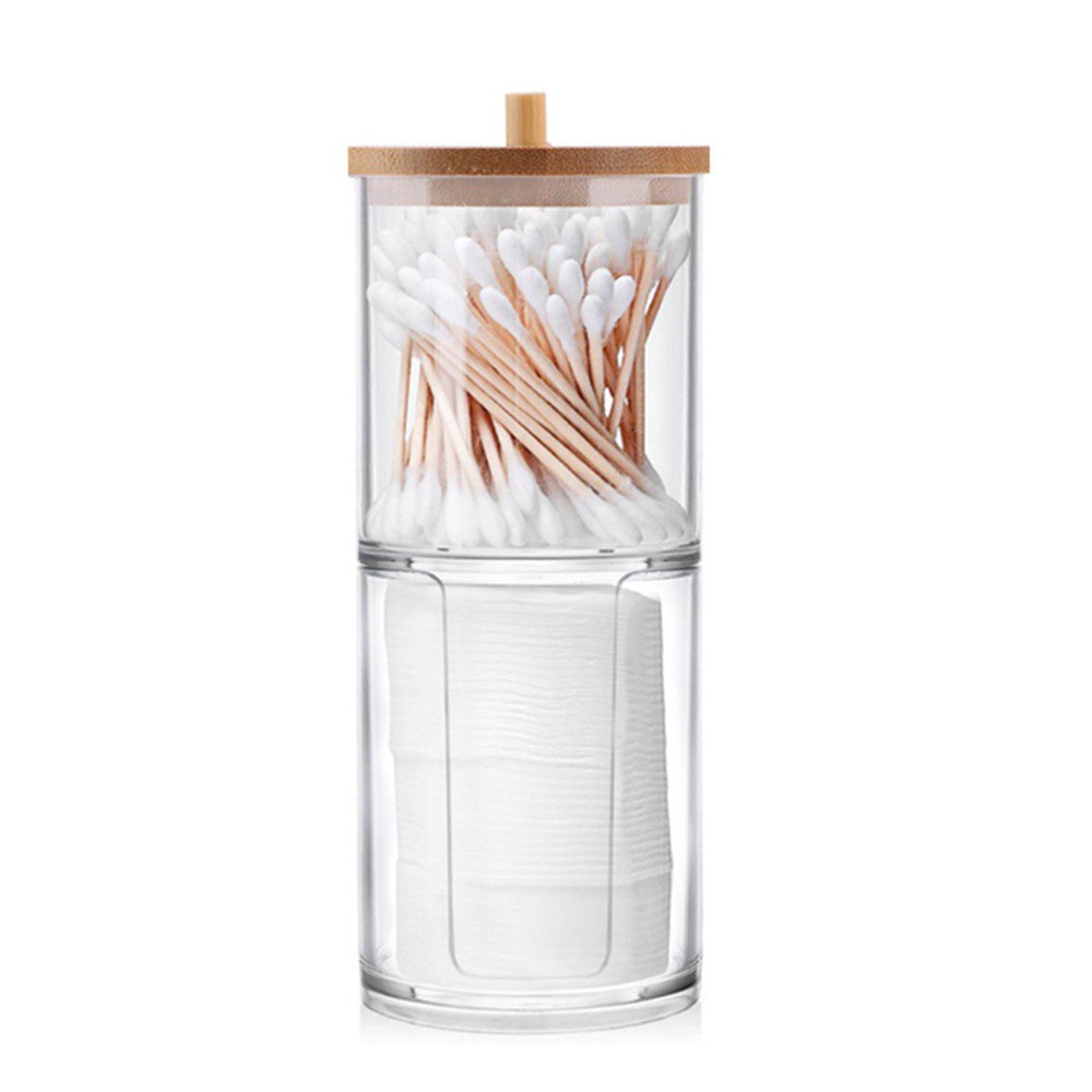 NEEDWAY Acrylic Cotton Swab Holder Cosmetic Cotton Ball Dispenser Qtips