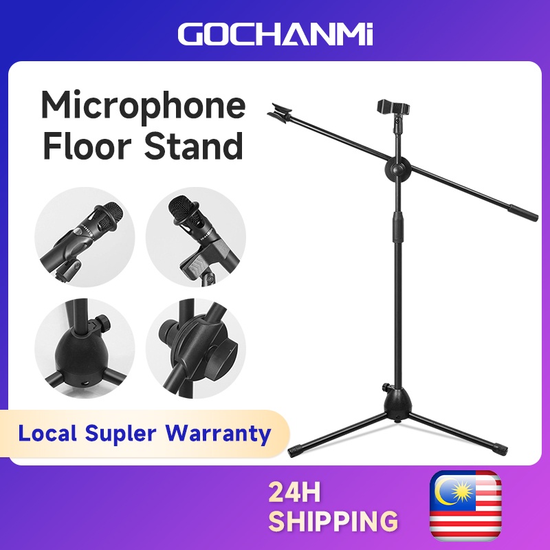 (READY STOCK)Professional Microphone Floor Stand Ajustable Stage Tripod Swing Boom Metal Holder