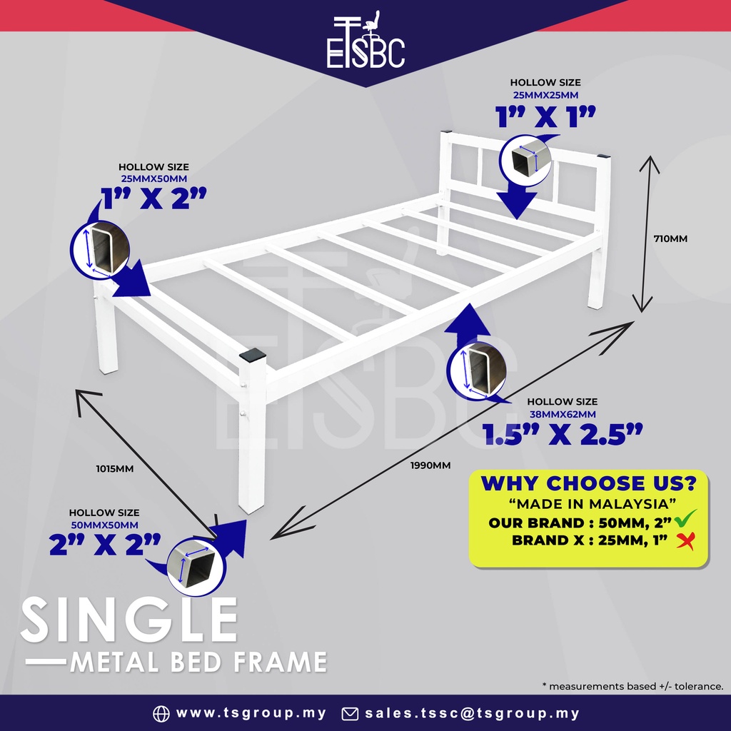 ETSBC Solid Single Steel Bed Frame Extra Thick Steel Shopee Malaysia