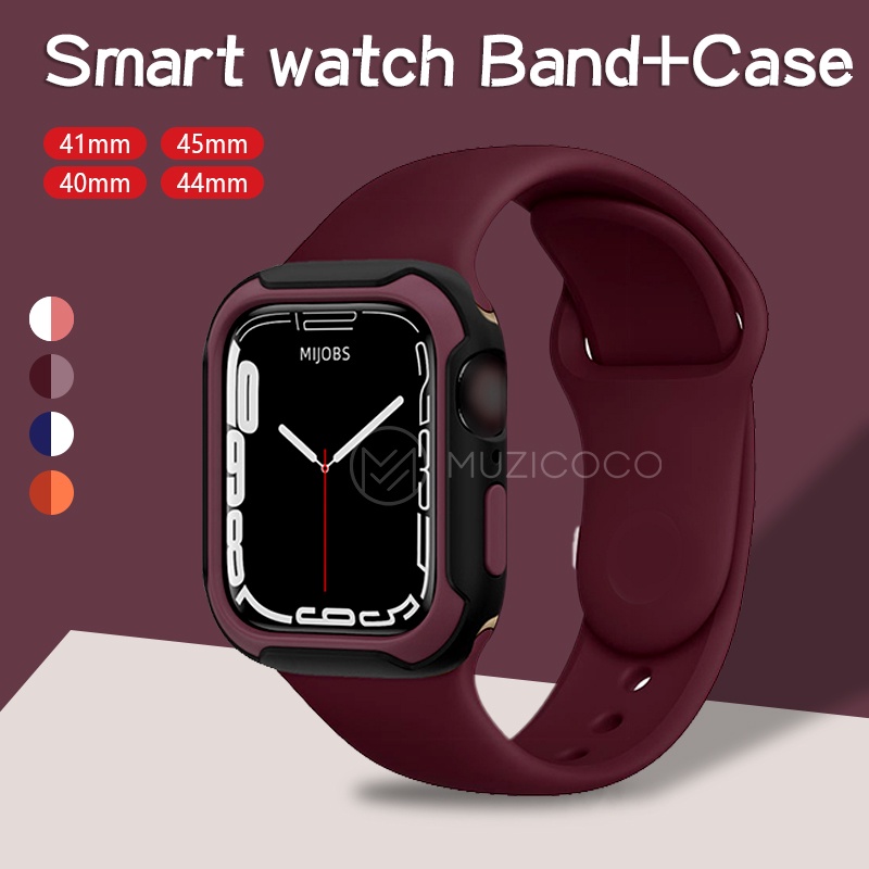 Strap+Case For Series 7 SE 6 5 4 3 2 1 Watch Strap 41mm 45mm Silicone