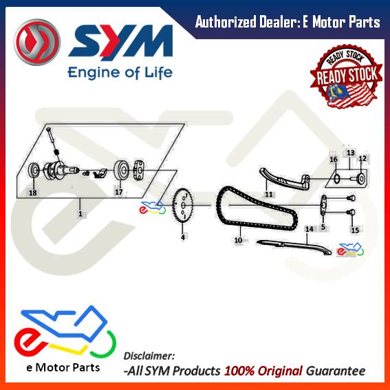 VF3I VF185 CAM CHAIN SPROCKET GUIDE STOPPER VF3 ORIGINAL SYM TENSIONER