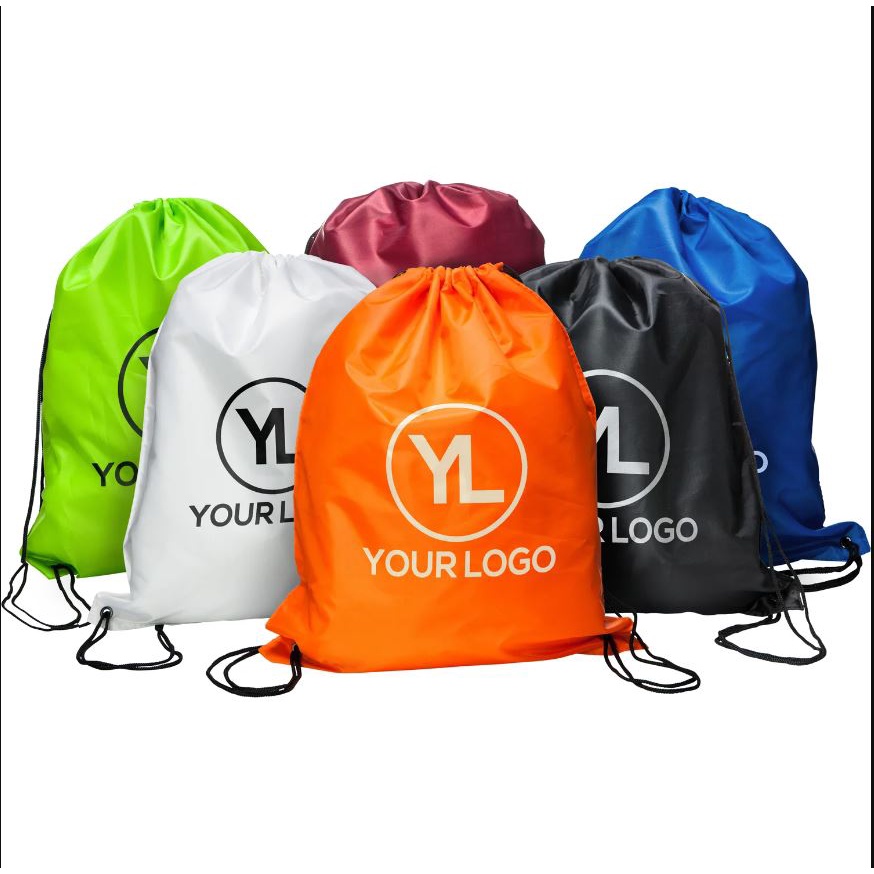 Nylon Drawstring bag pack polyester custom your logo or name wholesale
