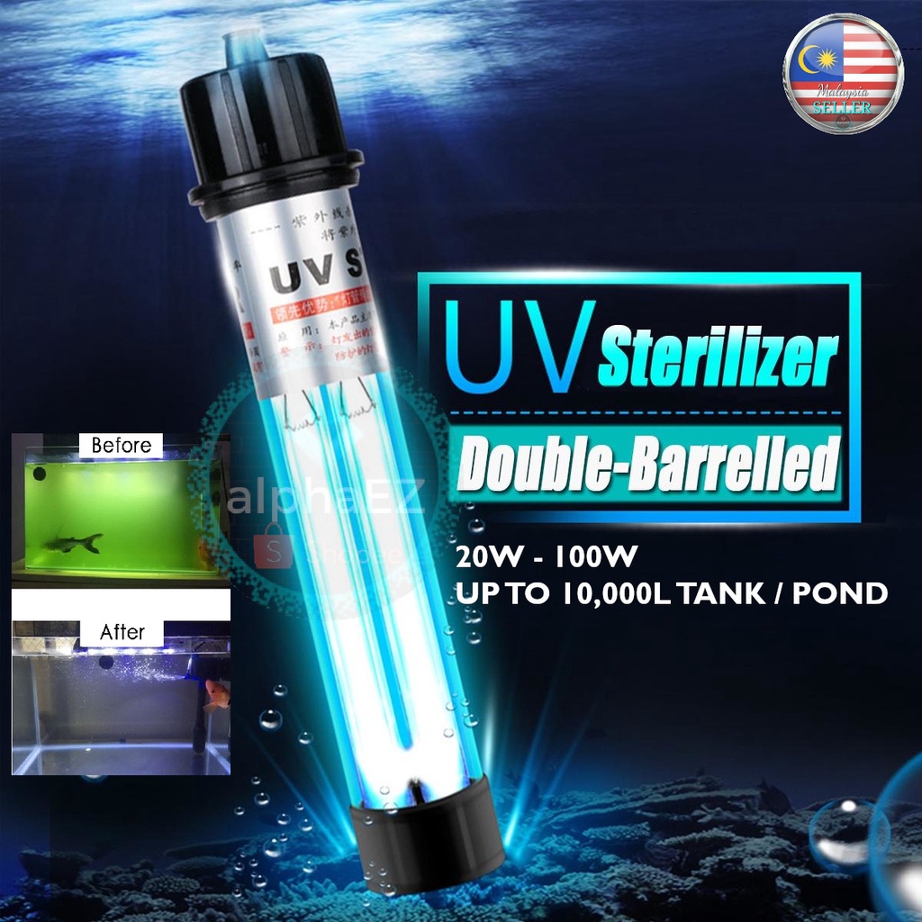 Aquarium UV Light Sterilizer 20W 30W 40W 60W 100W Algae Remover Clear Water Koi Pond Fish Tank