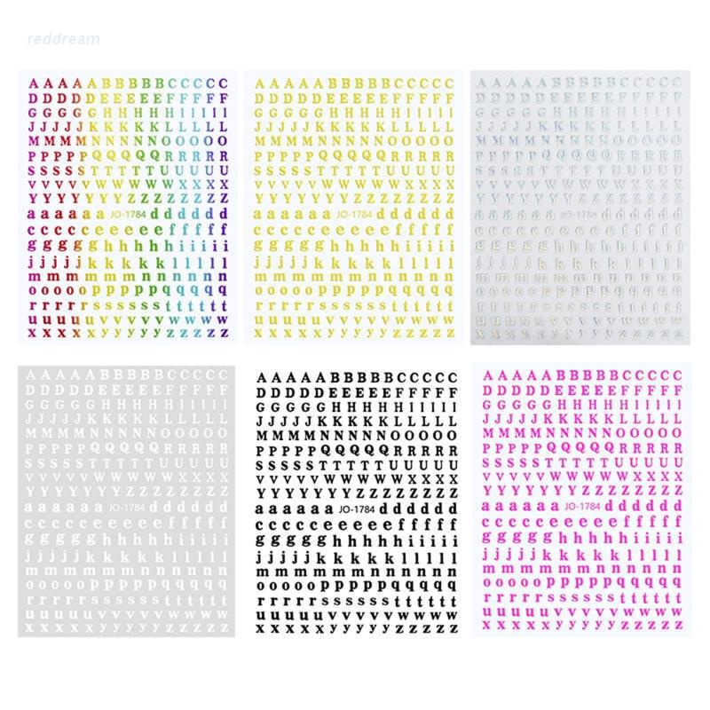 REDD 6pcs/set Small Letter Stickers Self Adhesive Letter Resin Stickers