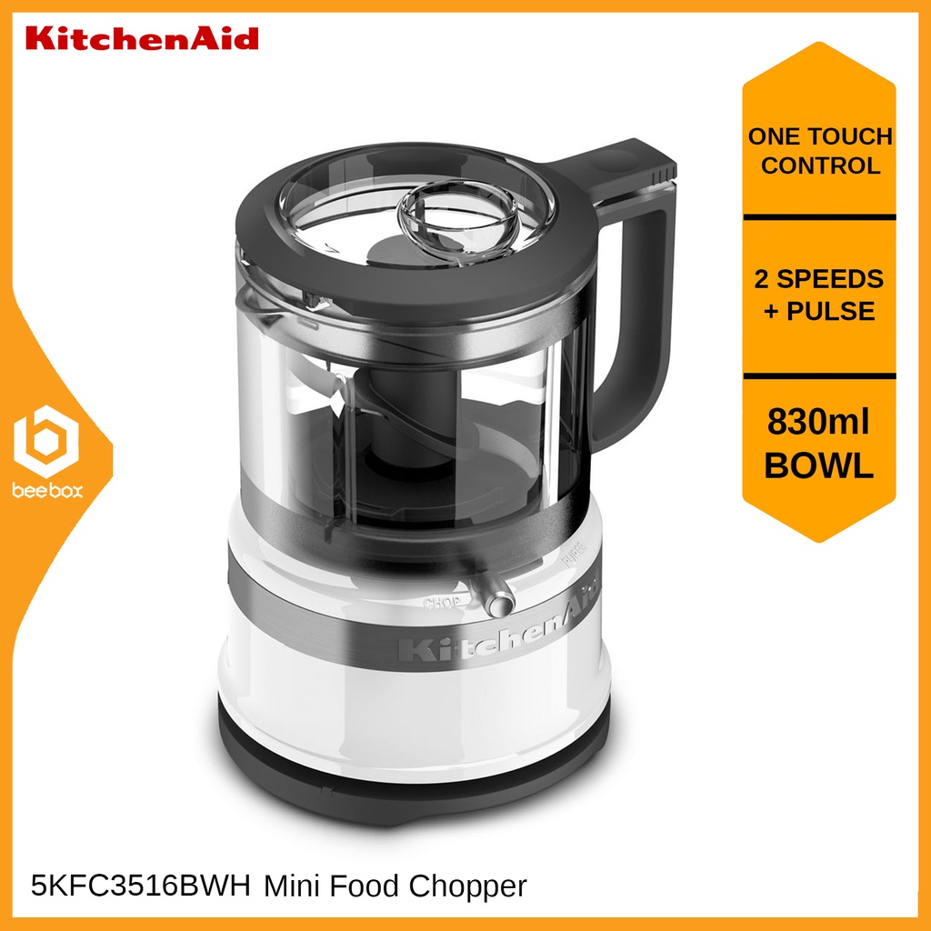 KitchenAid 830ml Mini Food Chopper 2 Speed + Pulse White 5KFC3516BWH