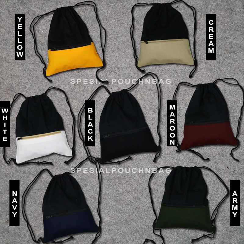 Plain Canvas Drawstring Bag Men/ Women Gymsack Draw String Gym Bag Sack SPNB Combination