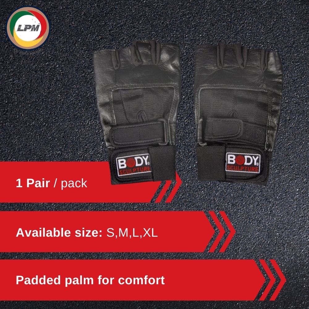 LPM Gym Gloves BW86 Workout Gloves Leather Weight Lifting Gloves Padded
