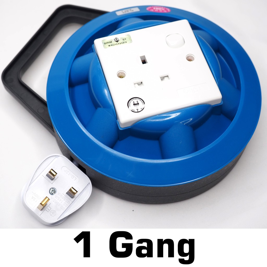 [SIRIM] 5M 7M 10M Round Extension Wire Box Power Cable Roller Trailing Socket Plug Adapter