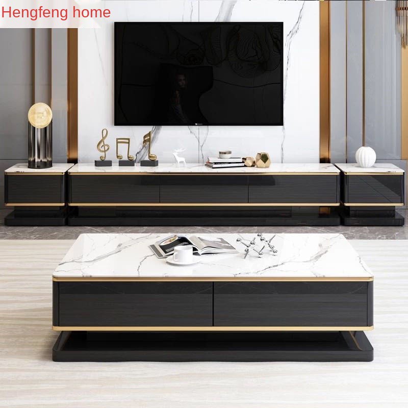 light luxury tempered glass coffee table TV combination small