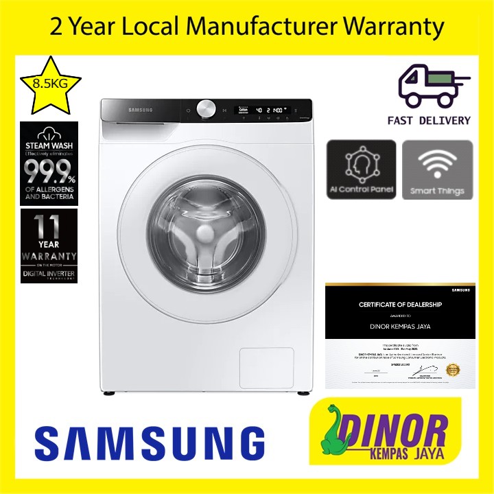 Samsung 8.5KG Front Load Washer with AI Ecobubble™ , WW85T504DTT/FQ
