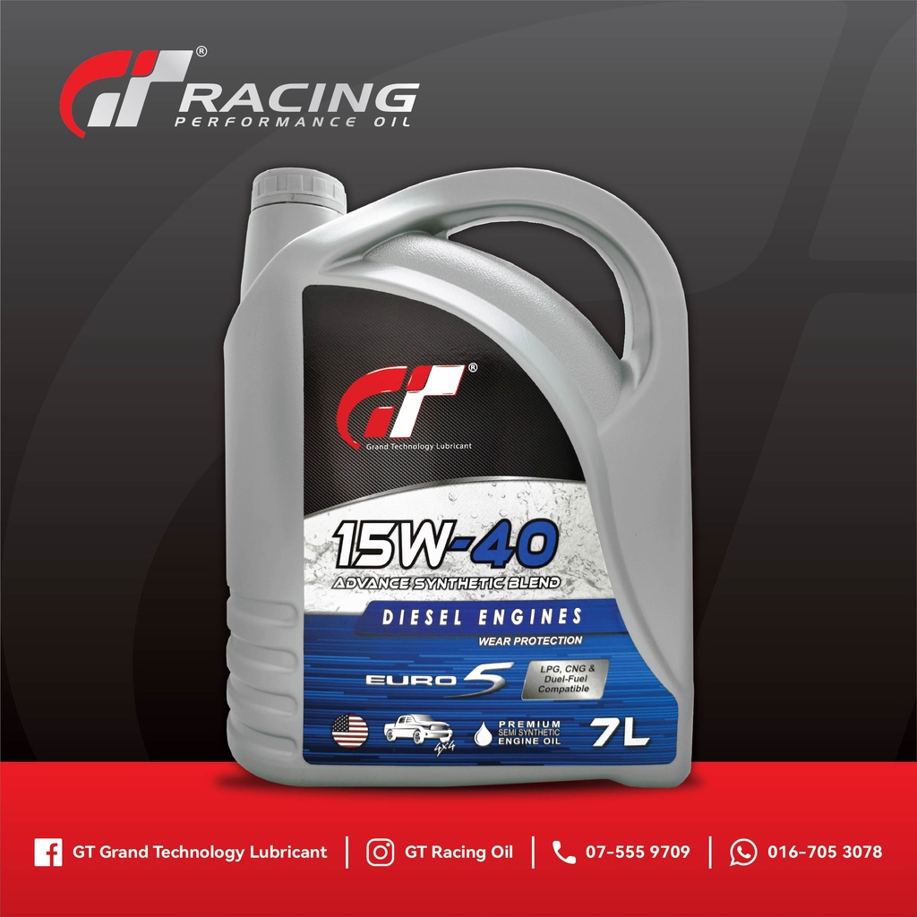 GT RACING DIESEL 15W40 Multi Grade Mineral Engine Oil SG/CD 7L Shopee