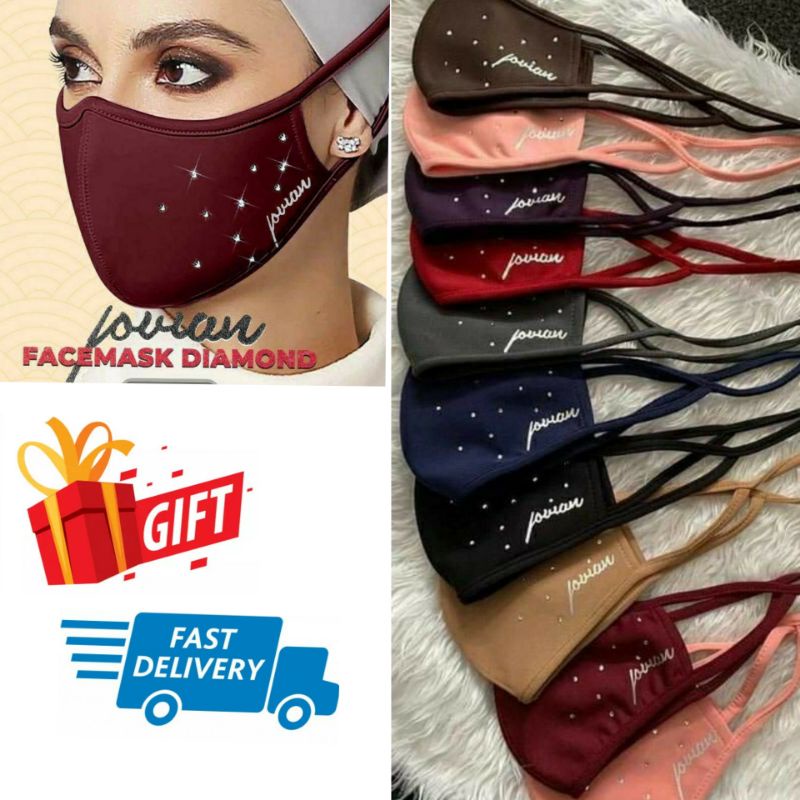 Jovian Face Mask Diamond Dewasa ready stock Fabric Mask Cloth Shopee