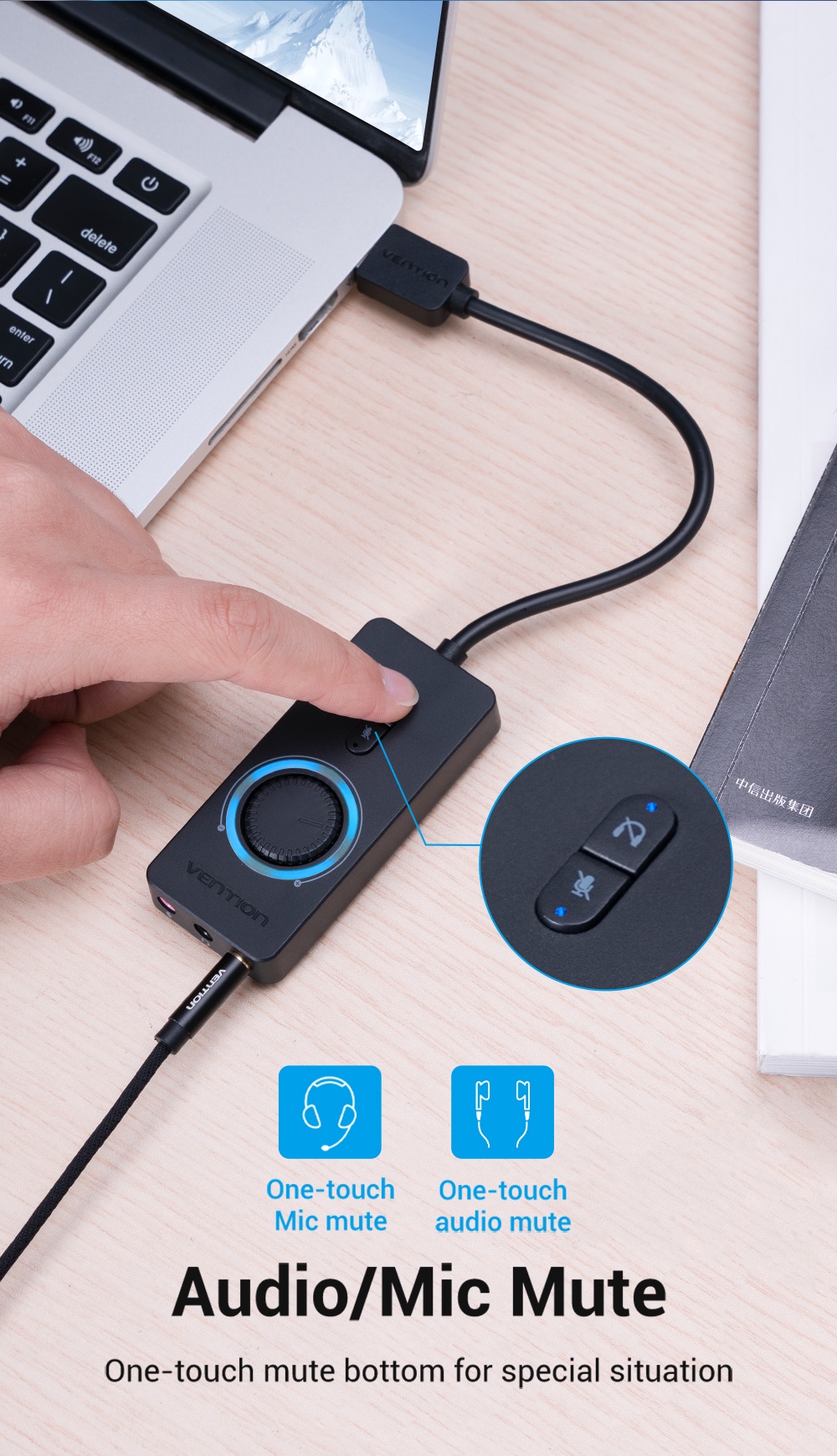 Vention Sound Card USB External Stereo Sound Adapter Audio Card 3.5mm Audio Adapter Gaming