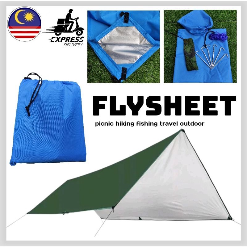 🔥3mx3m FLYSHEET silver coating🔥🇲🇾 CAMPING PICNIC Tarp FLYSHEET Tent