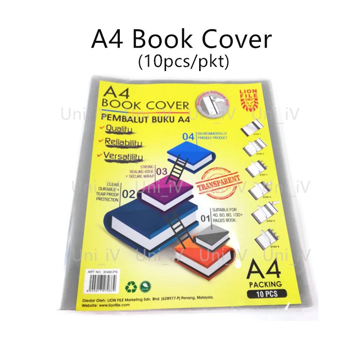 Clear Plastic Book Cover Protector Pembalut Buku A4 (10sheets/pkt