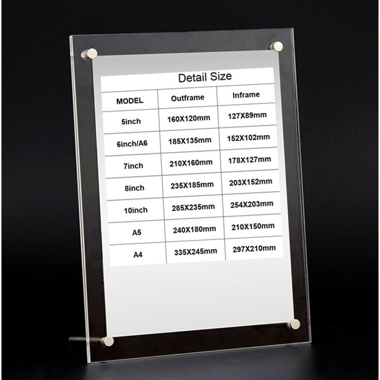 6 inch/A5/A4 Picture Frame Acrylic Photo Frames Certificate Camp Poster