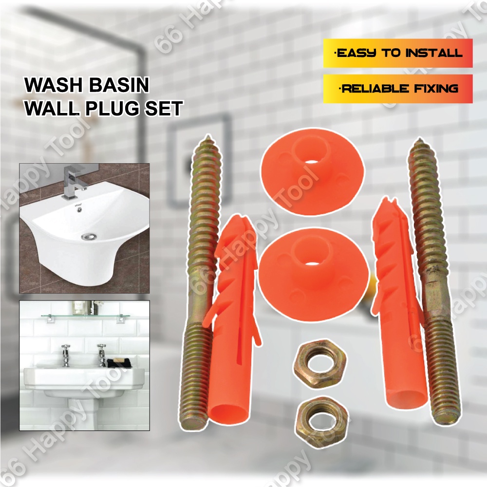 Wash Basin Wall Plug Set WallMounted Basin Fixing Screw Nuts Set