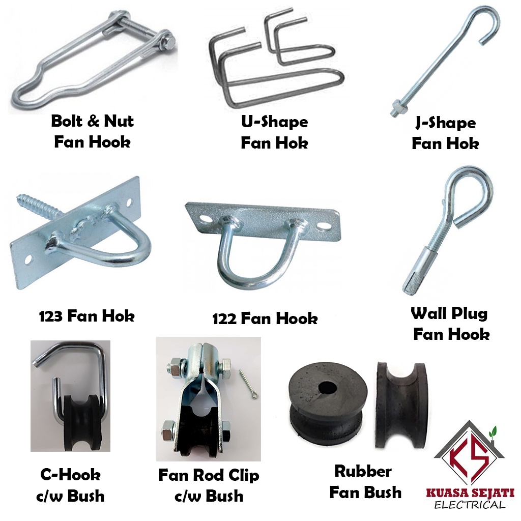 Fan Hook c/w Bolt & Nut/ U Shape / J Hook Ceiling Fan Hook (Untuk Ikat