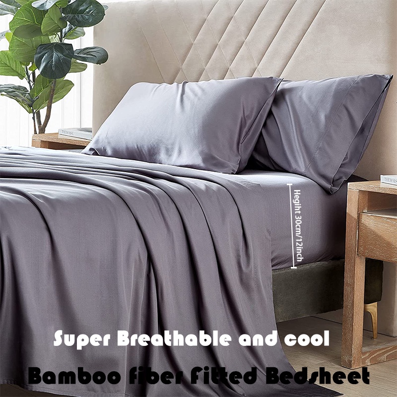 Abraca Dabra 100 Bamboo fiber Fitted Bedsheet Super Smooth and Cooling Breathable Height 30cm