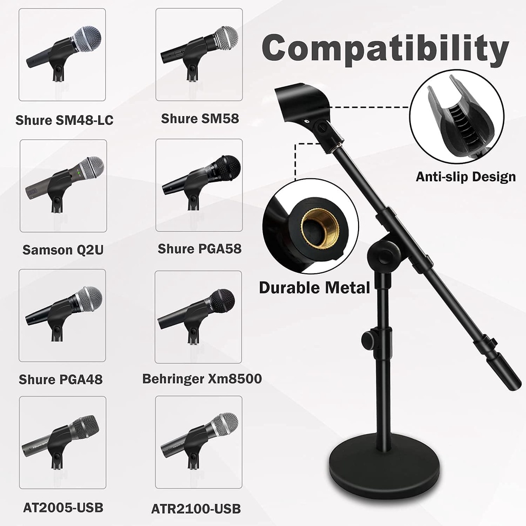 Mictop Adjustable Desktop Mic Stand, Desk Stand Tabletop Table Top