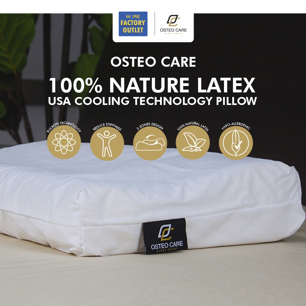 OSTEO CARE Natural Latex 2 Zone Pillow USA COOLING TECHNOLOGY (Bantal