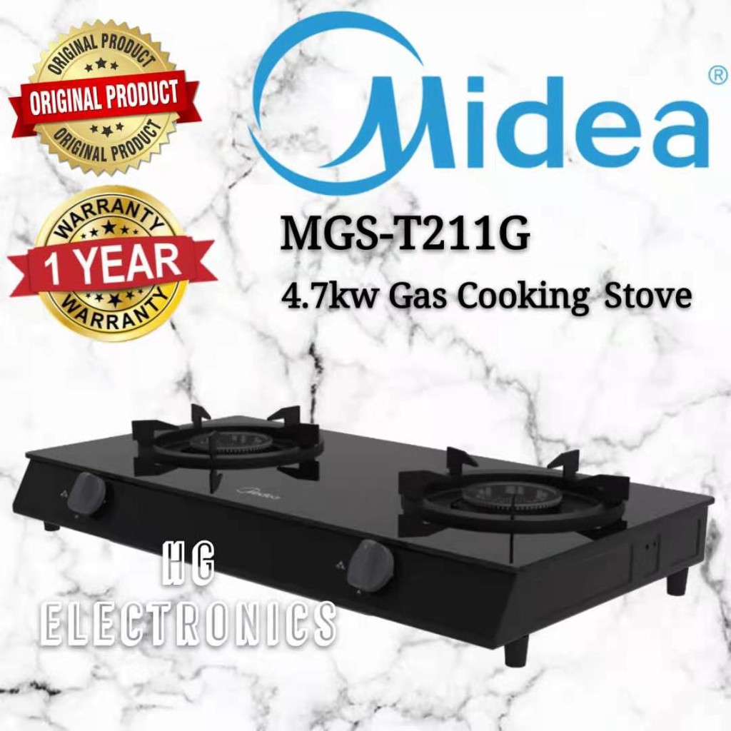 Midea MGST211G / MGST211G 4.7kW Tabletop Glass Top Gas Stove 2 BURNER