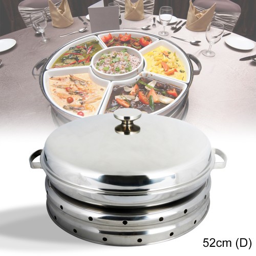 Stainless Steel Large Malay Dome Set Food Warmer Round Chafing Dish