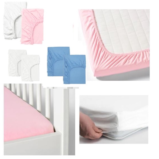 LEN Baby Cot Mattress Fitted Sheet , 2 pieces , 4 Colours , 60 x 120 CM