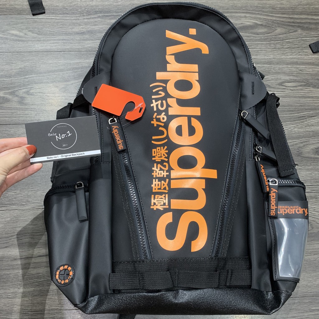 Superdry Classic Tarpaulin Waterproof Backpack black orange letter Shopee Malaysia