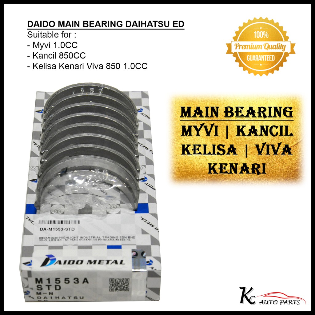 Daido main bearing / con rod bearing STD/ 0.25 for KANCIL KELISA KENARI