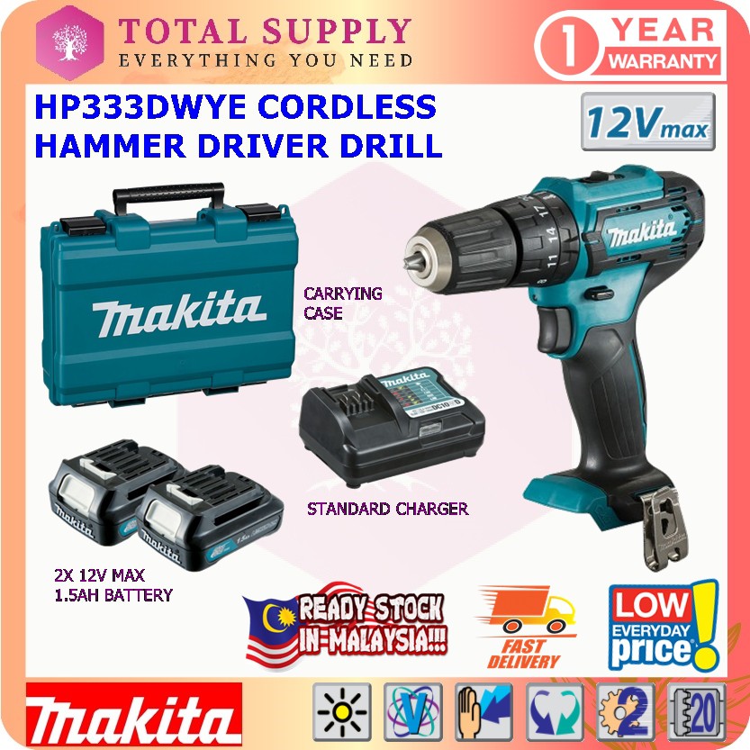 【FREE SHIPPING!!】HP333DWYE MAKITA 12V MAX CORDLESS HAMMER DRIVER DRILL