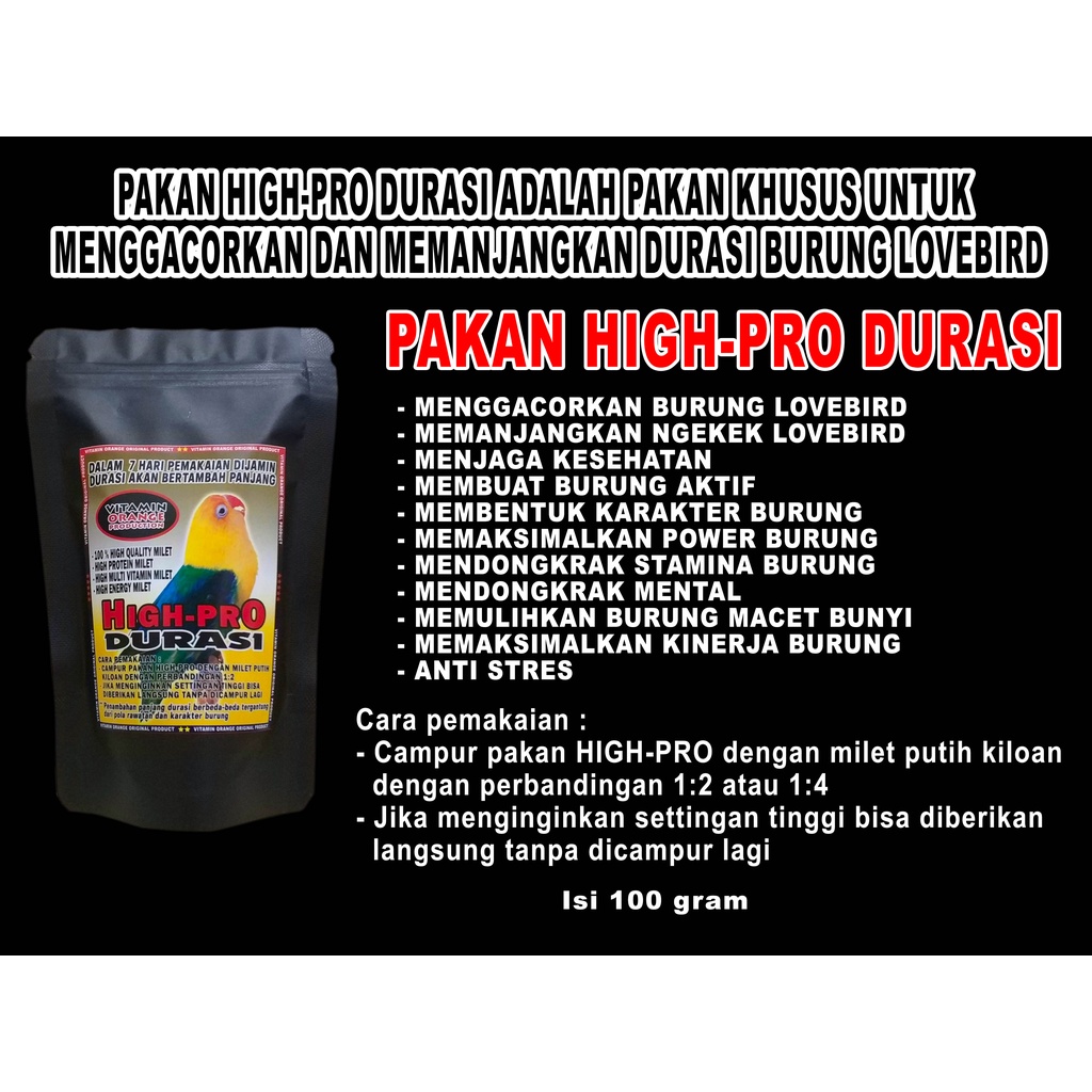 Hipro DURATION 500 grams of lovebird competition feed Shopee Malaysia