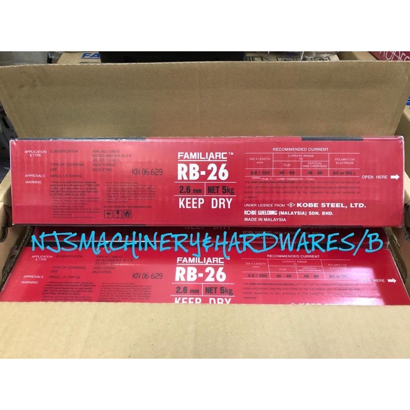 Kobelco RB26 2.6mm/3.2MM/4.0mm Weld Rods 5KG Welding Rod Shopee Malaysia