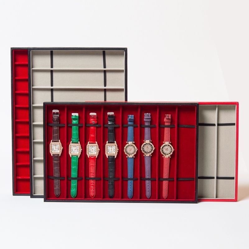 10 Slot Watch Band Holder, Watch Strap Case with Girds Velvet Watch Strap Band Gift Box Display
