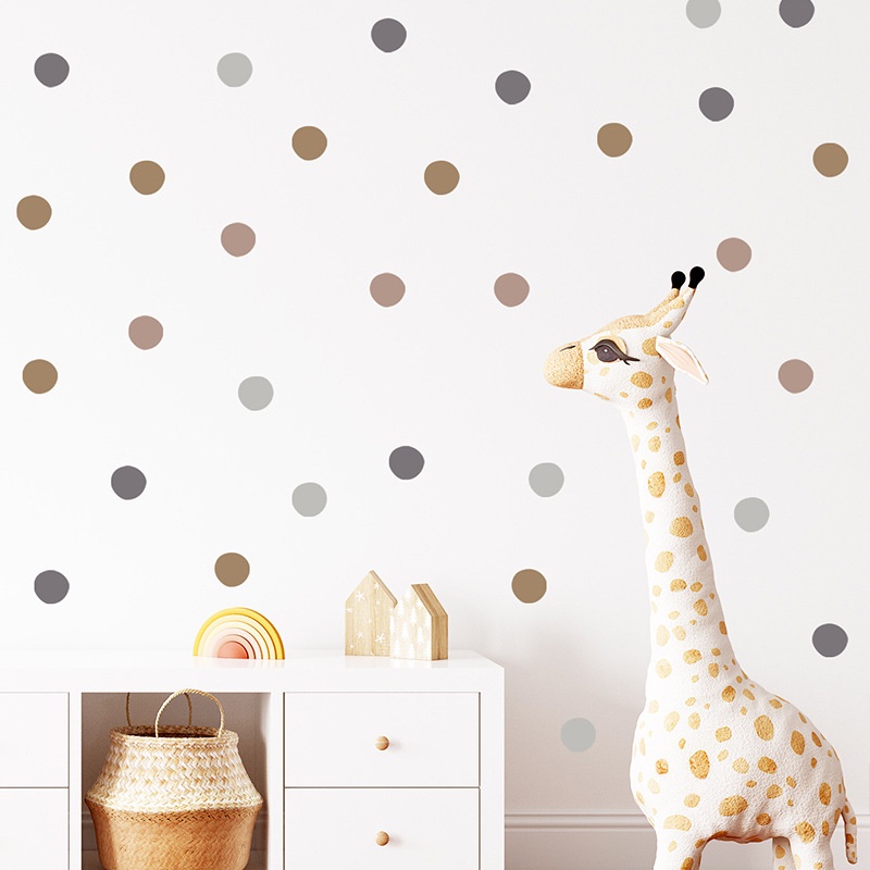 【Ready Stock】【Zooyoo】Morandi color polka dot wall sticker girl bedroom