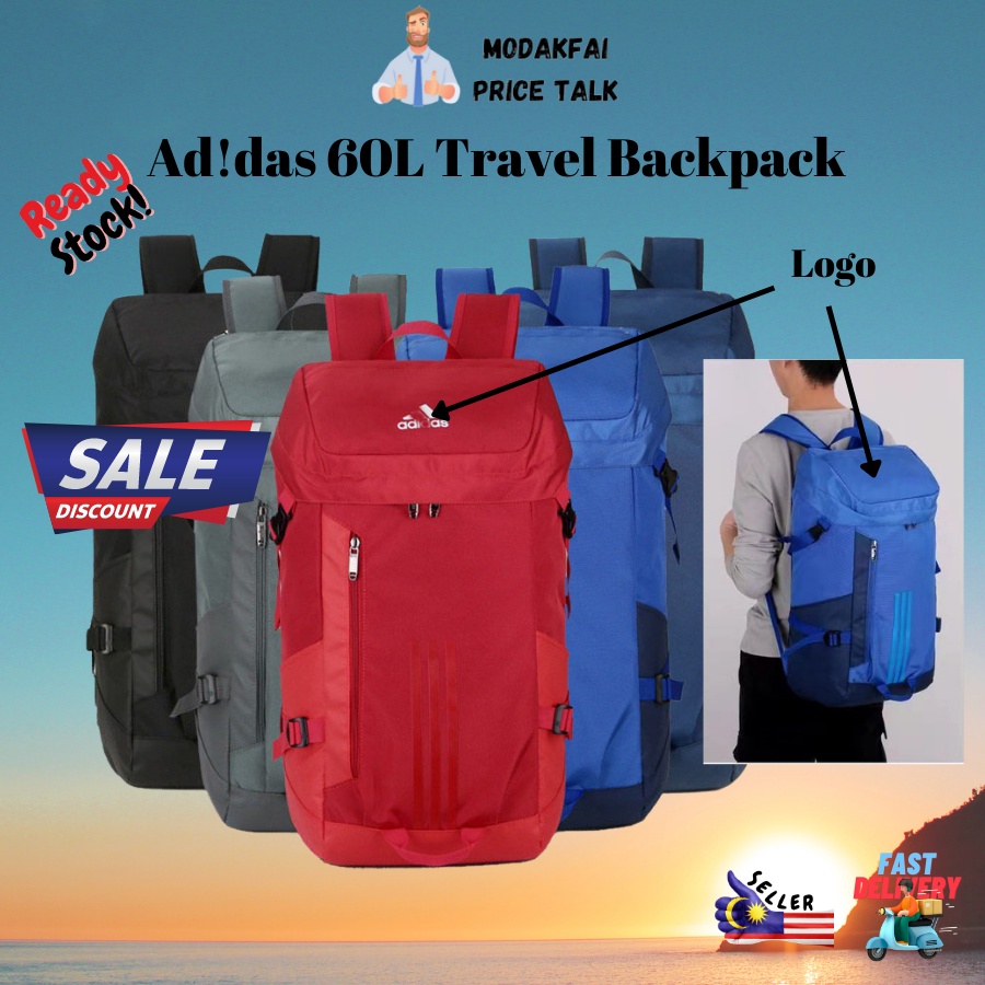 Ad!das 60L Travel Backpack School Outdoor Sport Overnight Bagpack