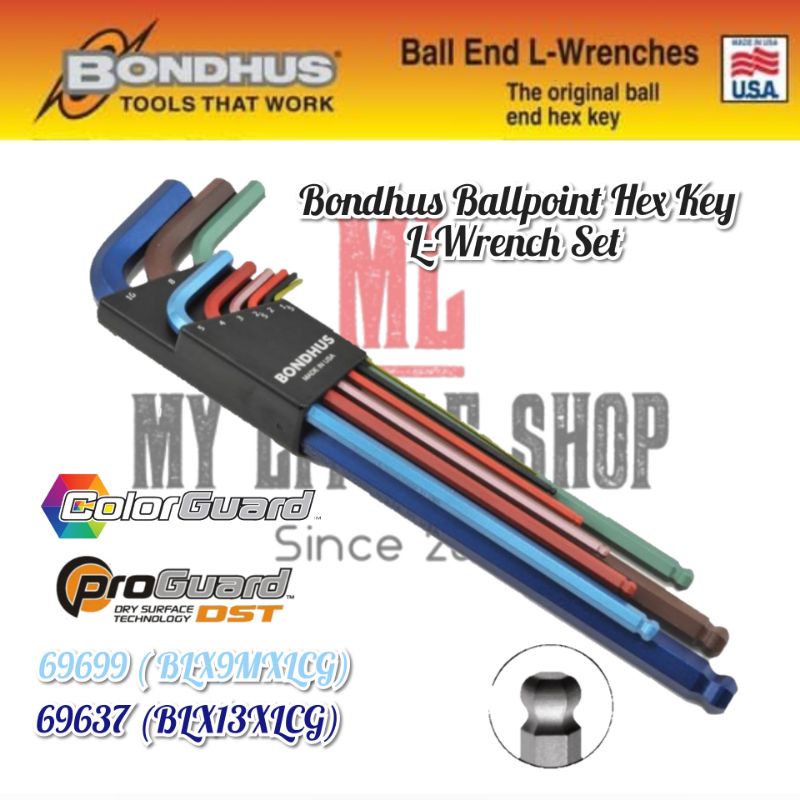 Bondhus (69699 / 69637) Ballpoint Hex Key LWrench Set / Allen Key Set