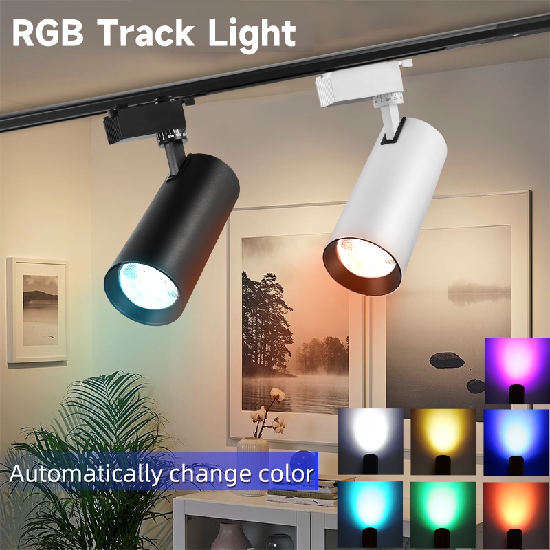 RGB LED Track Lamp Spotlight 20W 24W Colorful COB Adjustable Phase Wall