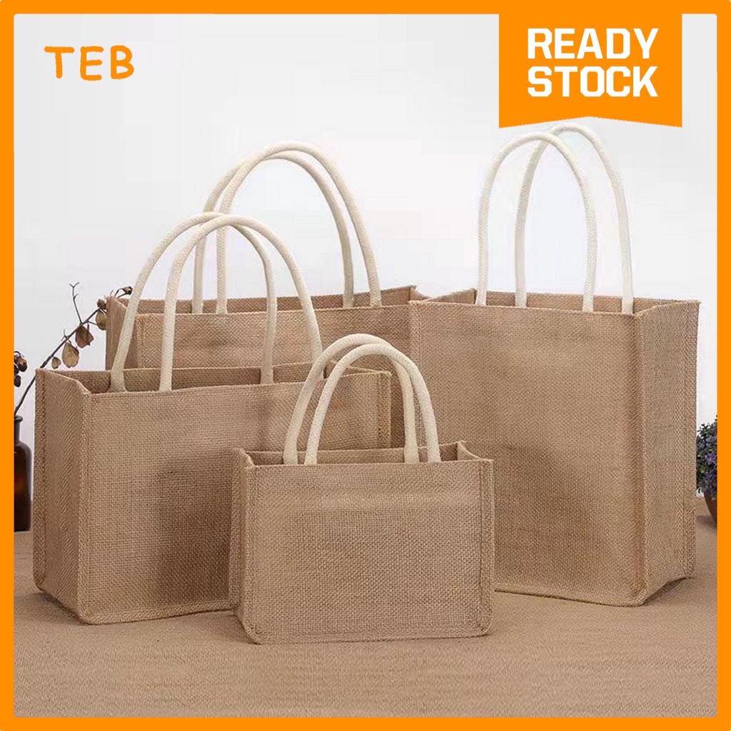 DIY Muji Plain Jute Bag Raw White String Recycle Bag Go Green Shopee