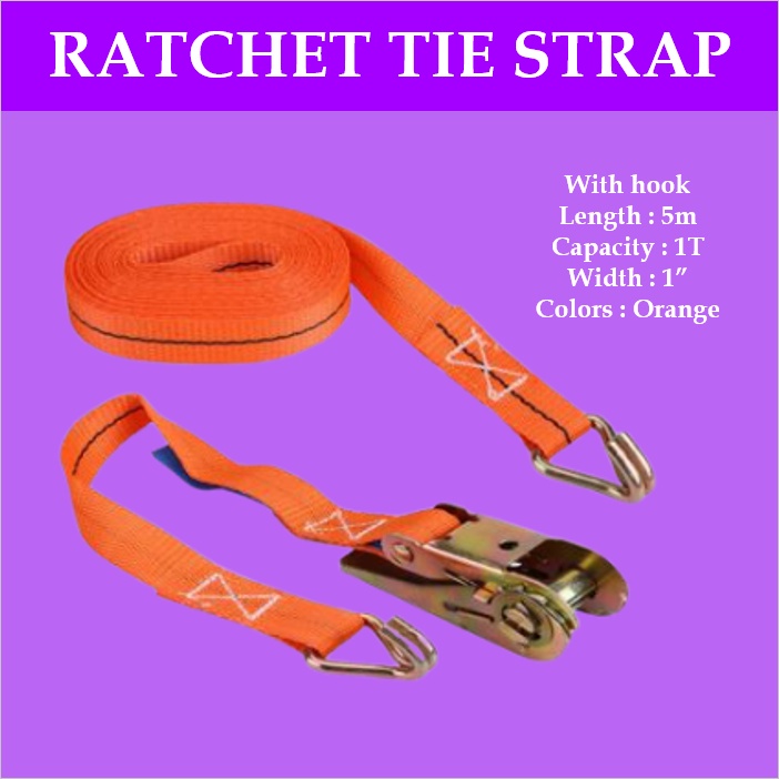 Cargo Strap 5Meters 1000kg Heavy Duty 16 Feet Ratchet Tie down Cargo