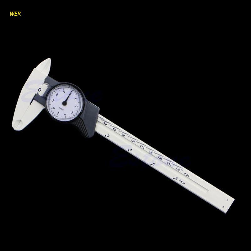 WER New 150mm 6inch Dial Caliper Plastic Vernier Caliper 4Way Gauge