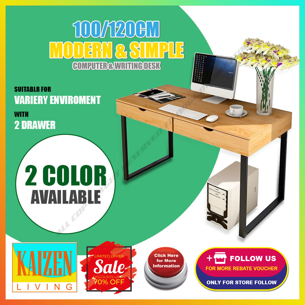 KAIZEN Simple Modern Computer Desk Study Table Home Office Table With Drawer Writing Table Meja