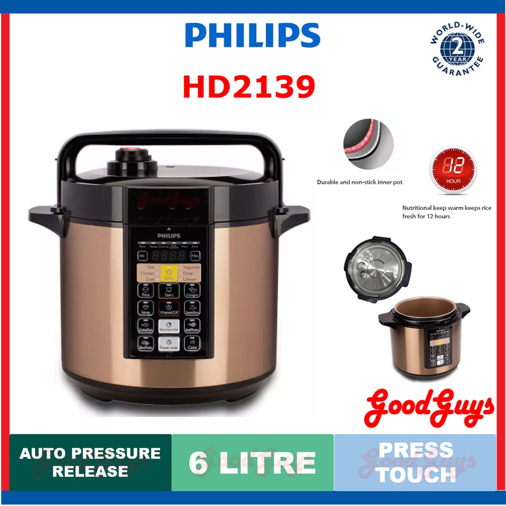 PHILIPS HD2139 6L ELECTRIC PRESSURE COOKER (BROWN COLOUR) Single Non