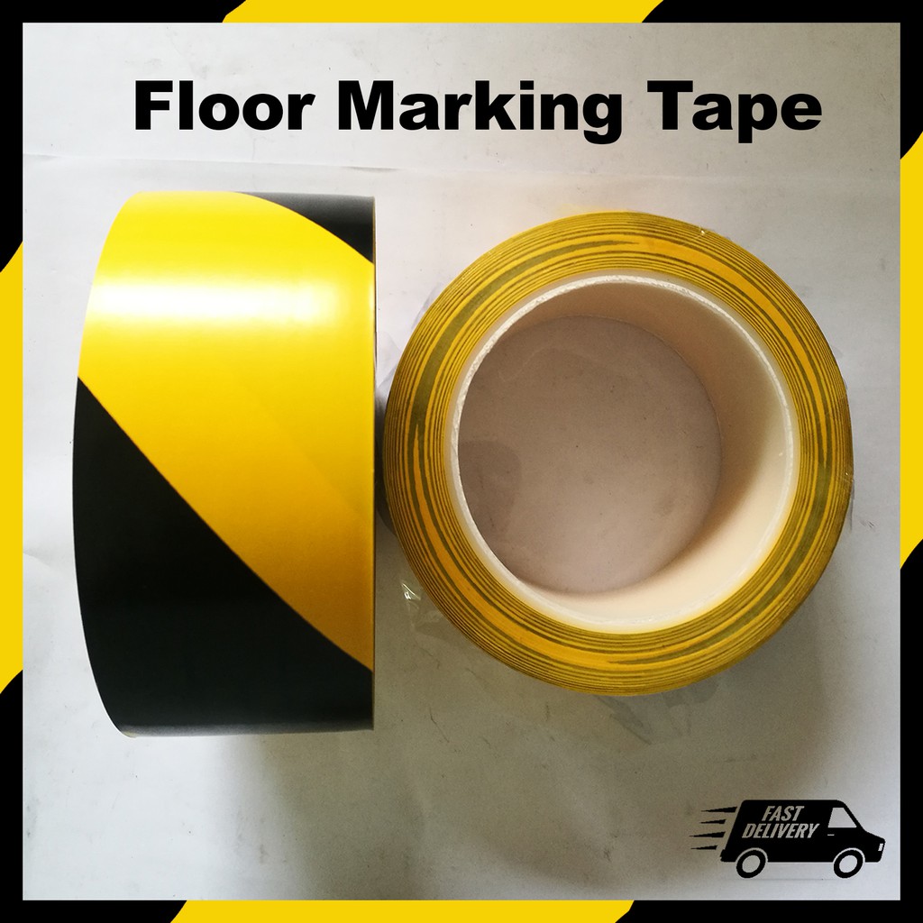 Black Yellow Zebra Floor Marking Tape / hazard tape / Pita Penanda