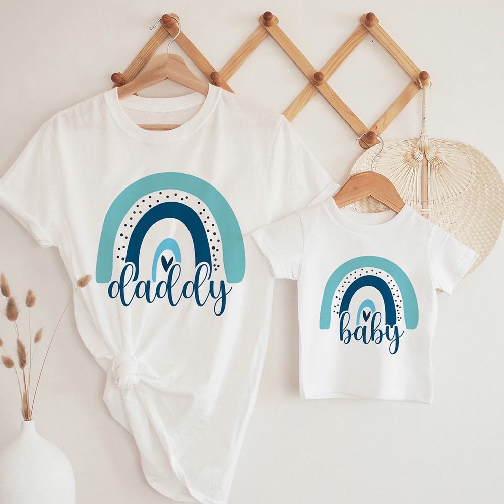 Daddy Baby Rainbow Print Father's Day Matching Family Sibling Clothes Father Day Sweety Family