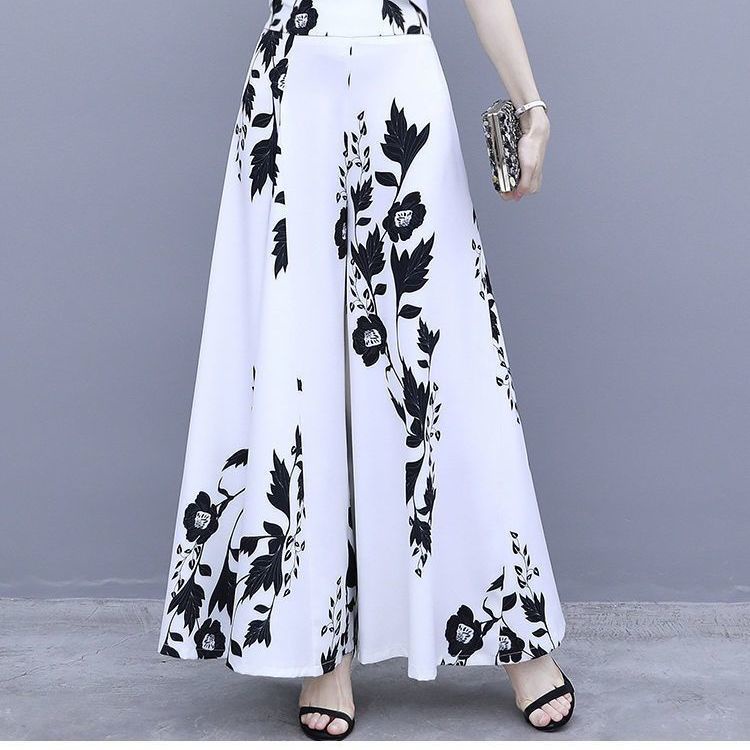 Women Printed High Waist Plus Size Loose Casual Straight Oversize Wide